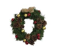 Dmora - Décoration de Noël Chardon, Ornement de Noël, Ornement de fête, Décoration Festive, Made in Italy, 35x35 h3 cm, Vert et Rouge