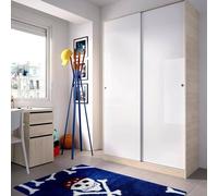 Dmora Denali, Meuble Manteau pour Chambre à Coucher, Armoire à 2 Portes coulissantes, 120 x 50 x 204 cm, Blanc et chêne