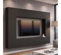 Dmora - Élément Mural Luigi, Meuble TV 4 Portes, Meuble de Salon Polyvalent, 100% Made in Italy, 260x30h180 cm, Anthracite
