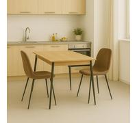 Dmora - Ensemble de 2 chaises Pismo, Fauteuil recouvert de Velours, Chaise de Salle à Manger rembourrée, Siège de réunion, 45x56h87 cm, Sable