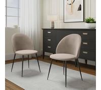Dmora - Ensemble de 2 chaises Stinson, Fauteuil recouvert de Velours, Chaise de Salle à Manger rembourrée, Siège de réunion, 51x54h82 cm, Gris Clair