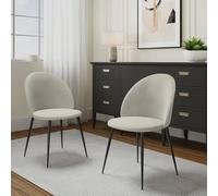 Dmora - Ensemble de 2 chaises Stinson, Fauteuil recouvert de Velours, Chaise de Salle à Manger rembourrée, Siège de réunion, 51x54h82 cm, Elfenbein