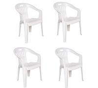 Dmora - Ensemble de 4 chaises empilables à dossier bas avec accoudoirs, Made in Italy, couleur blanche, Dimensions 55 x 78 x 56 cm