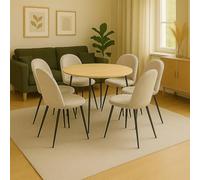 Dmora - Ensemble de 6 chaises Stinson, Fauteuil recouvert de Velours, Chaise de Salle à Manger rembourrée, Siège de réunion, 51x54h82 cm, Gris Clair