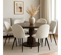 Dmora - Ensemble de 6 chaises Stinson, Fauteuil recouvert de Velours, Chaise de Salle à Manger rembourrée, Siège de réunion, 51x54h82 cm, Elfenbein