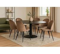 Dmora - Ensemble de 6 chaises Stinson, Fauteuil recouvert de Velours, Chaise de Salle à Manger rembourrée, Siège de réunion, 51x54h82 cm, Gris