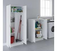Dmora Ensemble de meubles pour buanderie Emporia blanc 4 étagères 7 compartiments, ensemble rangement ouverture battante