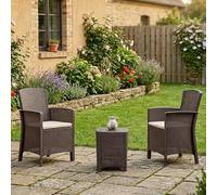 Dmora - Ensemble de Salon d'extérieur Jupiter, Ensemble de Jardin avec Coussins, Ensemble de Salon d'intérieur Effet rotin, 100% Made in Italy, Marron