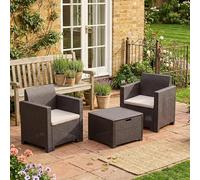 Dmora - Ensemble de Salon d'extérieur Neptune, Ensemble de Jardin avec Coussins, Ensemble de Salon d'intérieur Effet rotin, 100% Made in Italy, Marron