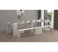 Dmora - Ensemble Table et chaises Crispin, Composition Polyvalente, Ensemble avec Console et 1 Banc Extensible, 100% Made in Italy, 66x25h45 cm, Blanc