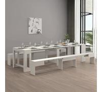 Dmora - Ensemble Table et chaises Eric, Composition Polyvalente, Ensemble avec Console et 2 bancs Extensibles, 100% Made in Italy, 66x25h45 cm, Blanc