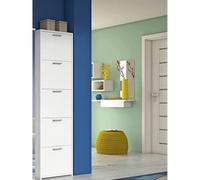 Dmora Meuble Moderne à 5, 100% fabriqué en Italie, Porte-Chaussures d'entrée, 50 x 18 x 178 cm, Couleur Blanche, Bois, Blanc