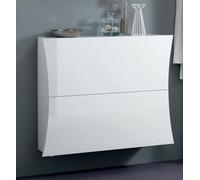 Dmora - Étagère à chaussures Federico, Armoire polyvalente avec 2 portes, Étagère à chaussures d'entrée, 100% Made in Italy, 101x27h82 cm, Blanc brillant