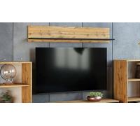 Dmora - Étagère Murale Zory, Étagère, Tablette Murale, Rayonnage Polyvalent, 16x100 h18 cm, Noyer et Noir