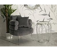 Dmora - Fauteuil Jurua, Siège rembourré, Canapé de Salon Simple, Chaise avec accoudoirs, 78x68 h85 cm, Gris et Argent