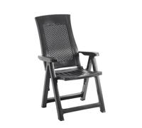Dmora Fauteuil Pliable Multi Position, Effet rotin Made in Italy, 59 x 67 x 106 cm, Couleur Anthracite
