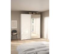Dmora - Garde-Robe 2 Portes Adeline, Meubles de Chambre, Penderie de Plain-Pied, Placard à vêtements, 179x65 h220 cm, Blanc et Transparent