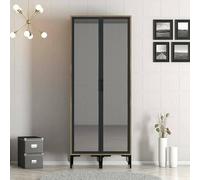 Dmora - Garde-robe 2 portes Alcyone, Meubles de chambre, Penderie de plain-pied, Placard à vêtements, 80x201h48 cm, Noyer et Anthracite