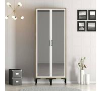 Dmora - Garde-robe 2 portes Alcyone, Meubles de chambre, Penderie de plain-pied, Placard à vêtements, 80x201h48 cm, Noyer et Blanc