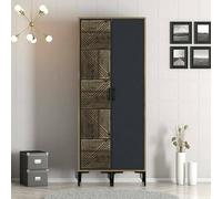 Dmora - Garde-Robe 2 Portes Algol, Meubles de Chambre, Penderie de Plain-Pied, Placard à vêtements, 80x201h48 cm, Noyer et Anthracite