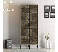 Dmora - Garde-Robe 2 Portes Alkaid, Meubles de Chambre, Penderie de Plain-Pied, Placard à vêtements, 80x201h48 cm, Noyer et Anthracite