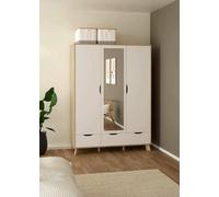 Dmora - Garde-Robe 2 Portes Christiana, Meubles de Chambre, Penderie de Plain-Pied, Placard à vêtements, 147x58 h201 cm, Chêne Clair et Blanc