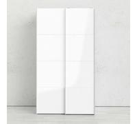 Dmora - Garde-Robe 2 Portes Clarine, Meubles de Chambre, Penderie de Plain-Pied, Placard à vêtements, 122x62 h220 cm, Blanc Brillant