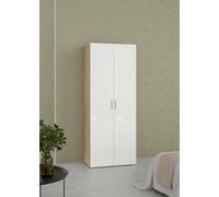 Dmora - Garde-Robe 2 Portes Coralie, Meubles de Chambre, Penderie de Plain-Pied, Placard à vêtements, 79x50 h201 cm, Chêne et Blanc