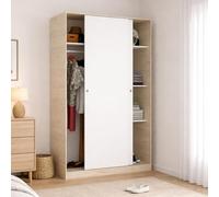 Dmora - Garde-Robe 2 Portes Denali, Cintre pour Chambre à Coucher, Armoire à Portes coulissantes, 120x50h204 cm, Blanc et Chêne