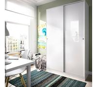 Dmora - Garde-Robe 2 Portes Denali, Cintre pour Chambre à Coucher, Armoire à Portes coulissantes, 120x50h204 cm, Blanc