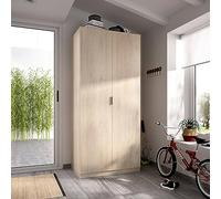 Dmora - Garde-Robe 2 Portes Giovo, Cintre pour Chambre à Coucher, Armoire Polyvalente, 81x52h184 cm, Chêne