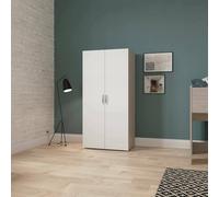 Dmora - Garde-Robe 2 Portes Loire, Meubles de Chambre, Penderie de Plain-Pied, Placard à vêtements, 79x52 h166 cm, Chêne Clair et Blanc Mat