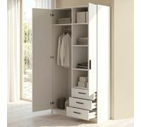 Dmora - Garde-Robe 2 Portes Mare, Meubles de Chambre, Penderie de Plain-Pied, Placard à vêtements, 99x50 h200 cm, Blanc
