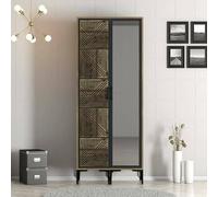 Dmora - Garde-Robe 2 Portes Mirfak, Meubles de Chambre, Penderie de Plain-Pied, Placard à vêtements, 80x201h48 cm, Noyer et Anthracite
