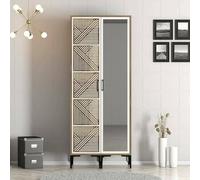 Dmora - Garde-Robe 2 Portes Mirfak, Meubles de Chambre, Penderie de Plain-Pied, Placard à vêtements, 80x201h48 cm, Noyer et Blanc