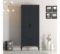 Dmora - Garde-Robe 2 Portes Naos, Meubles de Chambre, Penderie de Plain-Pied, Placard à vêtements, 80x201h48 cm, Noyer et Anthracite