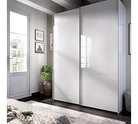 Dmora - Garde-Robe 2 Portes Nuptse, Cintre pour Chambre à Coucher, Armoire Polyvalente, 150x65h204 cm, Blanc