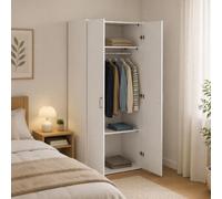 Dmora - Garde-Robe 2 Portes Sylvie, Meubles de Chambre, Penderie de Plain-Pied, Placard à vêtements, 78x50 h175 cm, Blanc