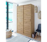 Dmora - Garde-Robe 2 Portes Waterbury, Armoire de Chambre, Armoire avec 4 étagères et Tringle à vêtements, 120x50h200 cm, Chêne Nodi