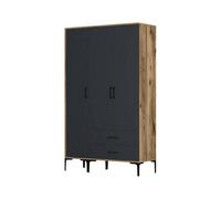 Dmora - Garde-Robe 3 Portes Albireo, Meubles de Chambre, Penderie de Plain-Pied, Placard à vêtements, 120x201h48 cm, Noyer et Anthracite