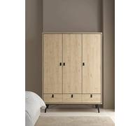 Dmora - Garde-Robe 3 Portes Claribe, Meubles de Chambre, Penderie de Plain-Pied, Placard à vêtements, 150x60 h200 cm, Chêne Clair