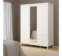 Dmora - Garde-Robe 3 Portes Helise, Meubles de Chambre, Penderie de Plain-Pied, Placard à vêtements, 150x58 h199 cm, Blanc