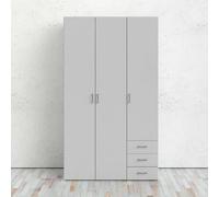 Dmora - Garde-Robe 3 Portes Suzette, Meubles de Chambre, Penderie de Plain-Pied, Placard à vêtements, 116x50 h200 cm, Blanc