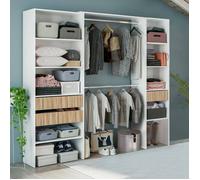 Dmora - Grande armoire Ary, 196x40xh187 cm, Blanc, Chêne, Panneau effet bois