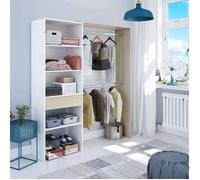 Dmora - Grande Garde-robe Miramar, Structure pour dressing, Armoire ouverte sans portes, 158x40h187 cm, Blanc et Chêne
