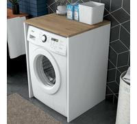 Dmora - Grande Armoire Multifonction Cassian, Armoire Multifonctionnelle, Meuble à Chaussures, 65 x 60 x 91,8 cm, Noyer et Blanc