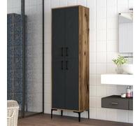 Dmora - Grande Armoire Polyvalente Alphard, Meubles multifonctionnels, Casier à Chaussures, Support à Chaussures pour Armoire, 60x35h200 cm, Noyer et Anthracite
