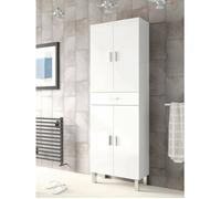 Dmora - Grande armoire polyvalente Amiga, 60x29xh182 cm, Blanc brillant, Panneau effet bois