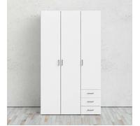 Dmora - Grande armoire polyvalente Suzette, 115,8 x 49,5 x 200,4 cm, blanche, Panneau effet bois