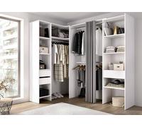 Dmora - Grande Garde-Robe Bazena, Meubles de Chambre, Penderie de Plain-Pied, Placard à vêtements, 214x141 h205 cm, Blanc